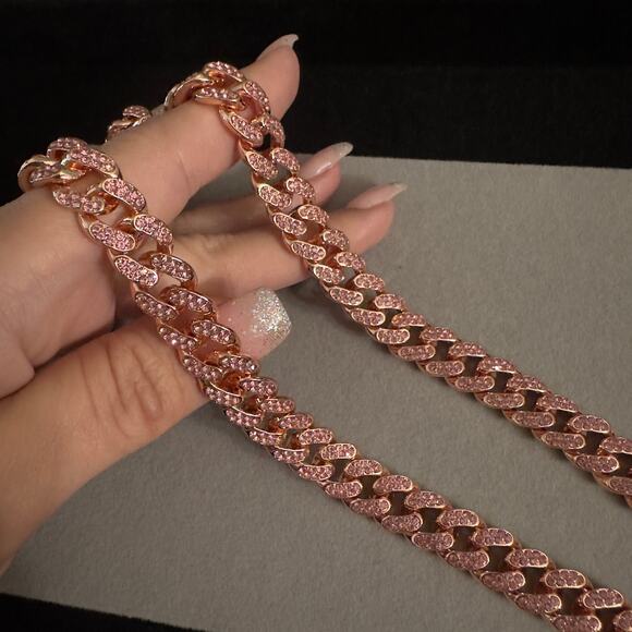 Rose Gold Miami Cuban Link Necklace 24in 12.6mm~NEW - Picture 6 of 16
